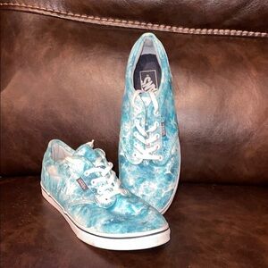 Vans Blue and White Sneakers Low-Top Canvas(7.5)